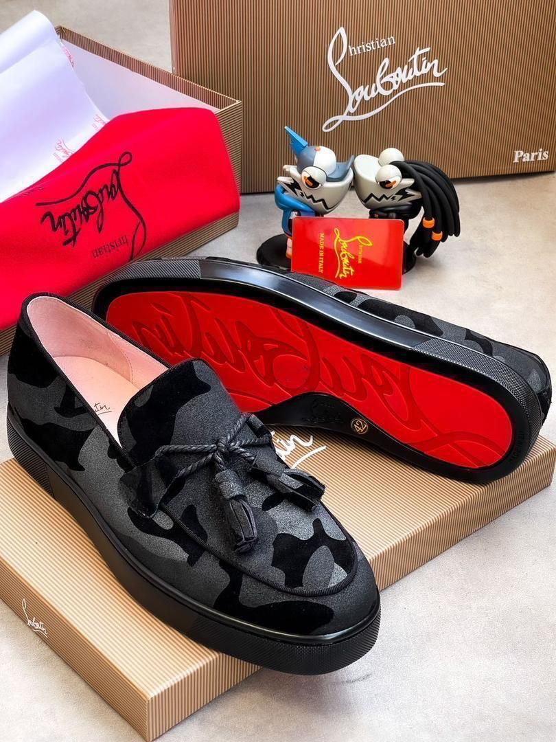 Christian Louboutin Black Camouflage Tassel Loafers