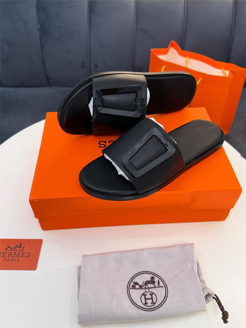 Luxury Hermes Leather Slide